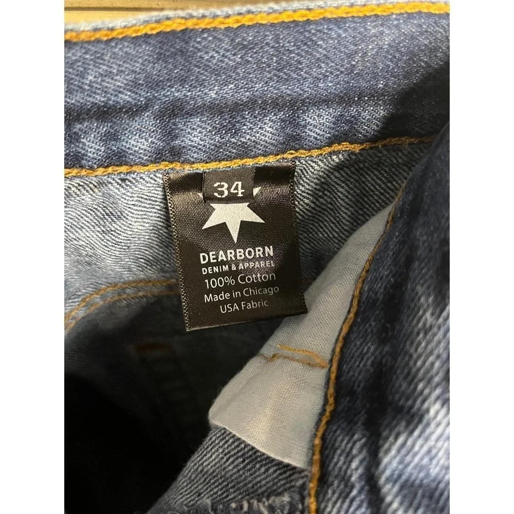 Dearborn Denim Straight Leg Jeans Blue‎ 100% Cotton Made in USA Size 34x30